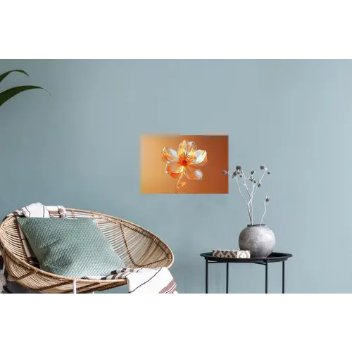 Glazen - Bloem - Oranje Muursticker klein -plant