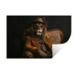 Bril - Leeuw - Bank - Hoed Muursticker klein -3d