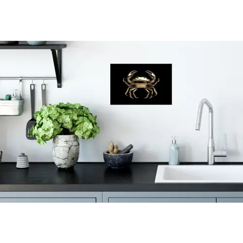 Goud - Krab - Dieren - Zwart Muursticker klein -keuken