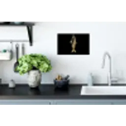 Goud - Vis - Haak - Zwart Muursticker klein -keuken