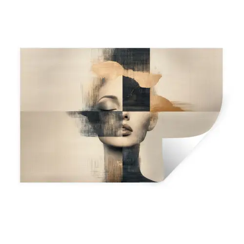 Goud - Vrouw - Rechthoeken Muursticker klein -3d