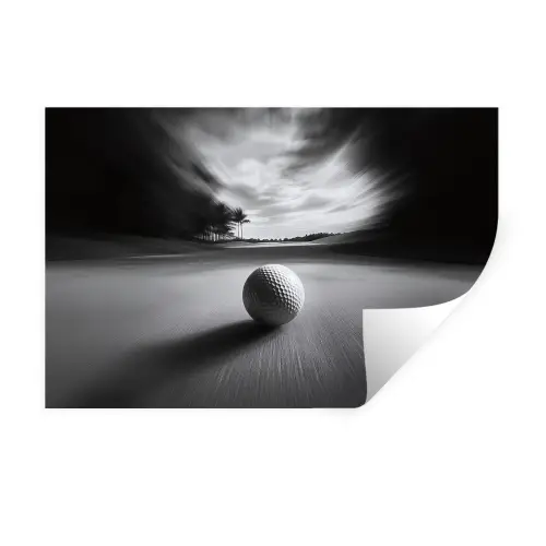 Golfbal - Wazig - Zwart Muursticker klein -3d