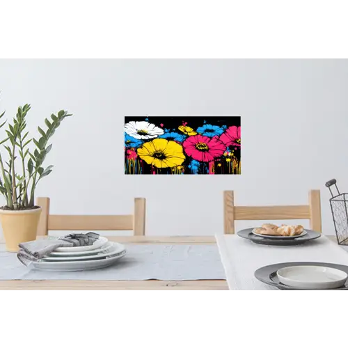 Graffiti - Bloemen - Kleur Muursticker klein -eettafel