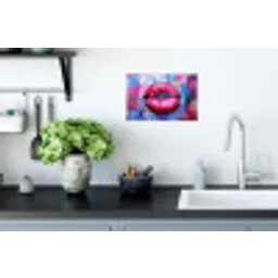 Graffiti - Lippen - Felroze - Geschilderd Muursticker klein -keuken