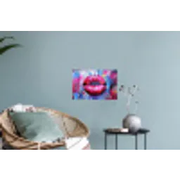 Graffiti - Lippen - Felroze - Geschilderd Muursticker klein -plant