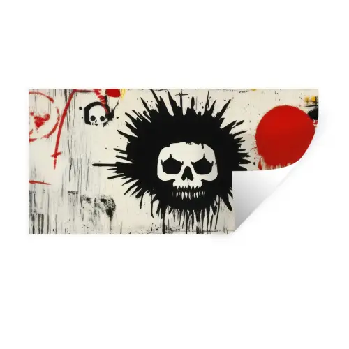 Graffiti - Schedel - Abstract - Rood Muursticker klein -3d