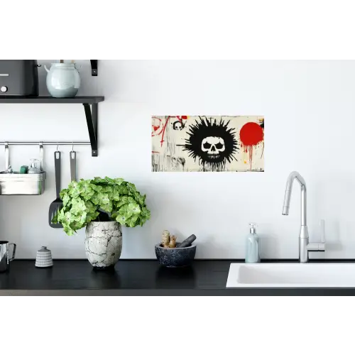 Graffiti - Schedel - Abstract - Rood Muursticker klein -keuken