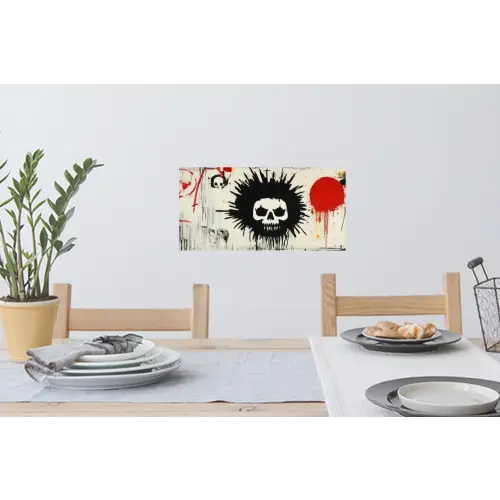 Graffiti - Schedel - Abstract - Rood Muursticker klein -eettafel