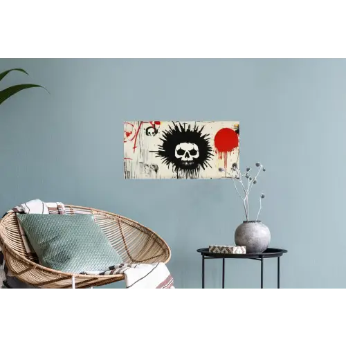 Graffiti - Schedel - Abstract - Rood Muursticker klein -plant