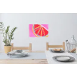 Grapefruit - Geschilderd - Roze - Strepen Muursticker klein -eettafel