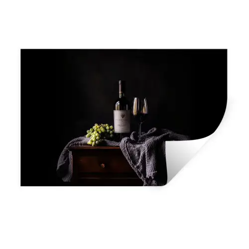 Druiven - Wijn - Rood - Tafel Muursticker klein -3d