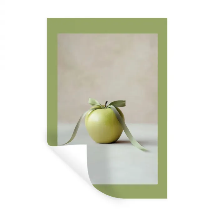 Groen - Appel - Strikje Muursticker klein -3d