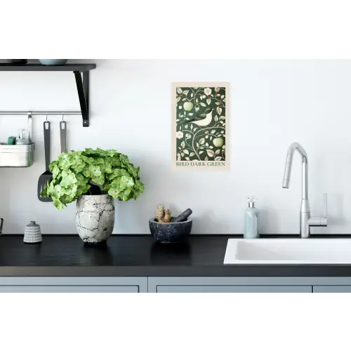 Groen - Vogel - Bloemen Muursticker klein -keuken
