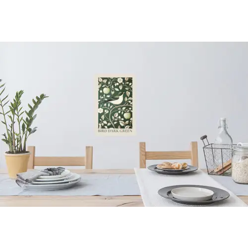 Groen - Vogel - Bloemen Muursticker klein -eettafel