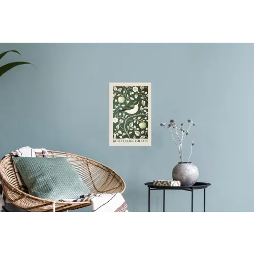 Groen - Vogel - Bloemen Muursticker klein -plant