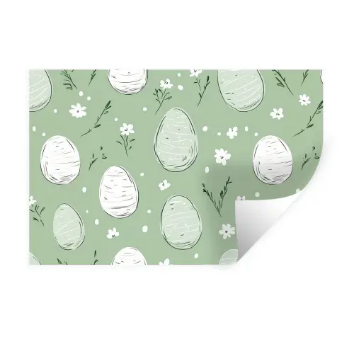 Groen - Eieren - Patroon Muursticker klein -3d