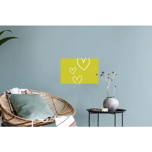 Groen - Hartjes - Wit Muursticker klein -plant
