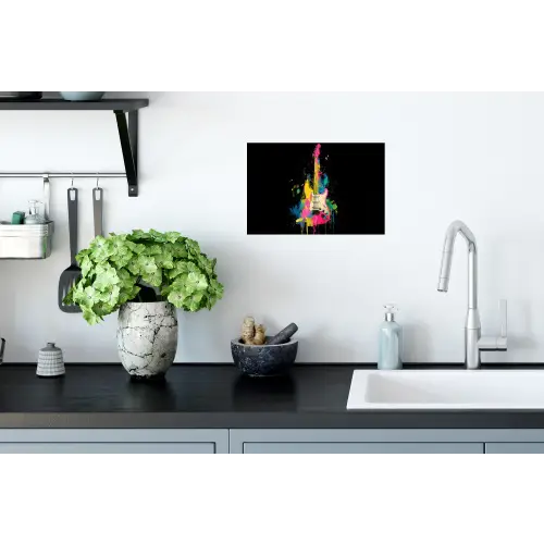 Gitaar - Kleurrijk - Verf Muursticker klein -keuken