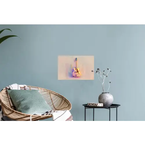 Gitaar - Pastel - Schilderachtig Muursticker klein -plant