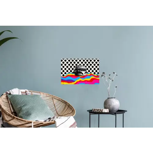 Hamburger - Stippen - Golven - Kleuren Muursticker klein -plant