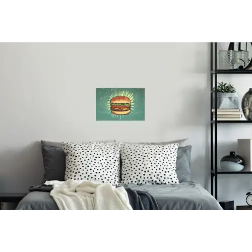 Hamburger - Illustratie - Sla - Kaas Muursticker klein -slaapkamer
