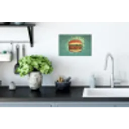 Hamburger - Illustratie - Sla - Kaas Muursticker klein -keuken