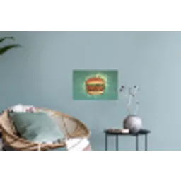 Hamburger - Illustratie - Sla - Kaas Muursticker klein -plant