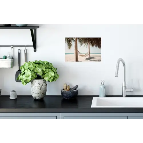 Hangmat - Palmbomen - Strand - Zee Muursticker klein -keuken