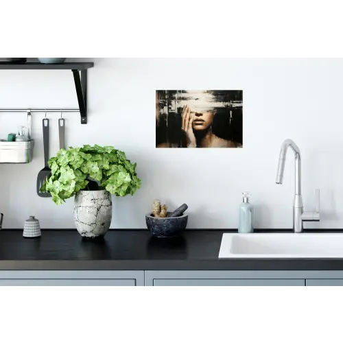 Hand - Gezicht - Strepen - Abstract Muursticker klein -keuken