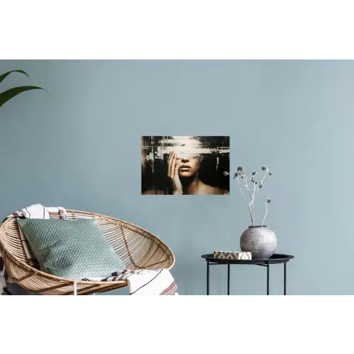 Hand - Gezicht - Strepen - Abstract Muursticker klein -plant
