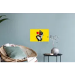 Hand - Rode cirkel - Geel Muursticker klein -plant