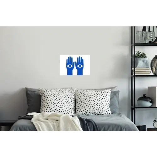 Handen - Twee - Ogen - Blauw Muursticker klein -slaapkamer