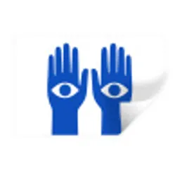 Handen - Twee - Ogen - Blauw Muursticker klein -3d