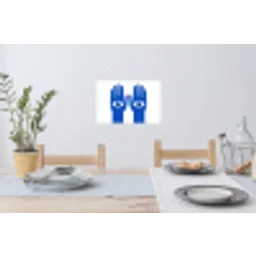 Handen - Twee - Ogen - Blauw Muursticker klein -eettafel