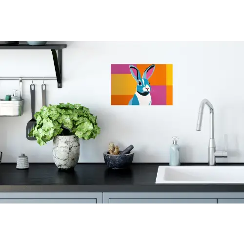 Haas - Kleurvakken - Oren - Roze Muursticker klein -keuken