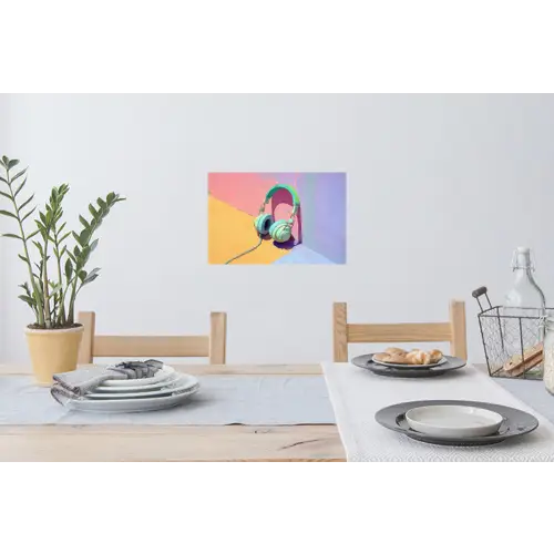 Koptelefoon - Mintgroen - Draad Muursticker klein -eettafel