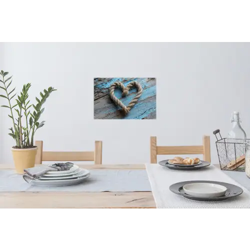 Hart - Touw - Hout - Rustiek Muursticker klein -eettafel