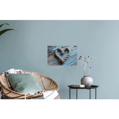 Hart - Touw - Hout - Rustiek Muursticker klein -plant
