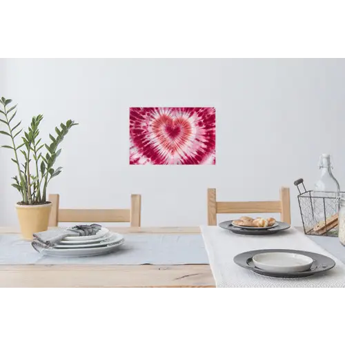 Hartvorm - Roze - Tie dye Muursticker klein -eettafel