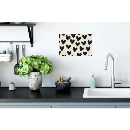 Hartjes - Zwart - Beige Muursticker klein -keuken