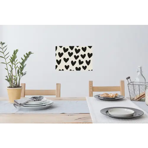 Hartjes - Zwart - Beige Muursticker klein -eettafel