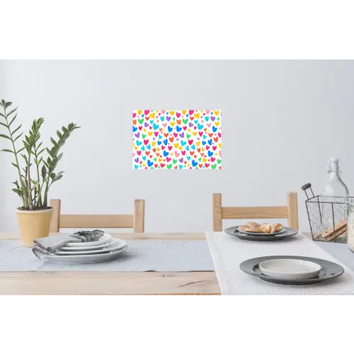 Hartjes - Kleurrijk - Patroon - Levendig Muursticker klein -eettafel