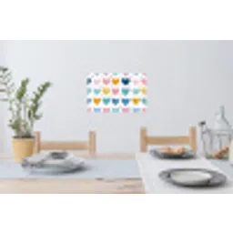 Hartjes - Pastel - Kleurcontrast - Handgetekend Muursticker klein -eettafel