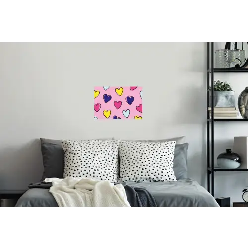 Hartjes - Valentijn - Patroon - Kleurrijk Muursticker klein -slaapkamer