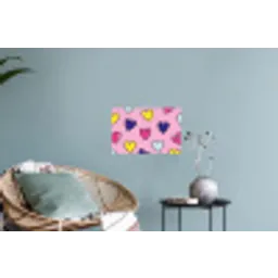 Hartjes - Valentijn - Patroon - Kleurrijk Muursticker klein -plant