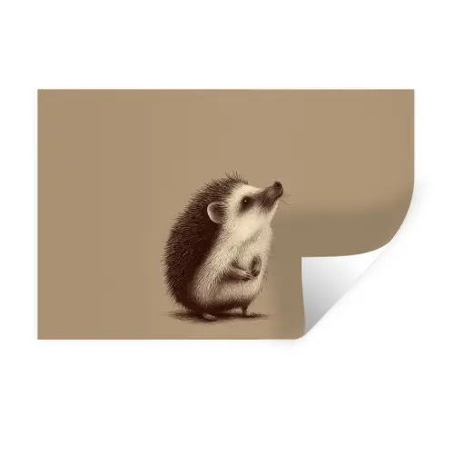 Egel - Snuitje - Bruin - Stekels Muursticker klein -3d