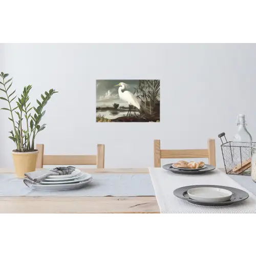 Reiger - Planten - Wolken - Wit Muursticker klein -eettafel