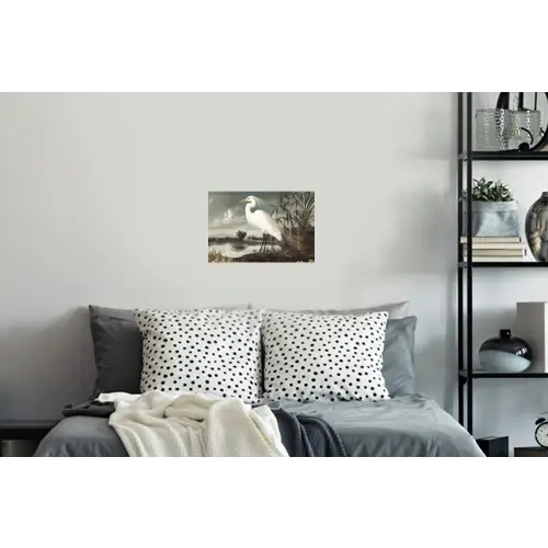 Reiger - Planten - Wolken - Wit Muursticker klein -slaapkamer