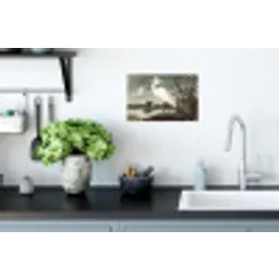 Reiger - Planten - Wolken - Wit Muursticker klein -keuken