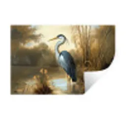 Reiger - Water - Planten Muursticker klein -3d
